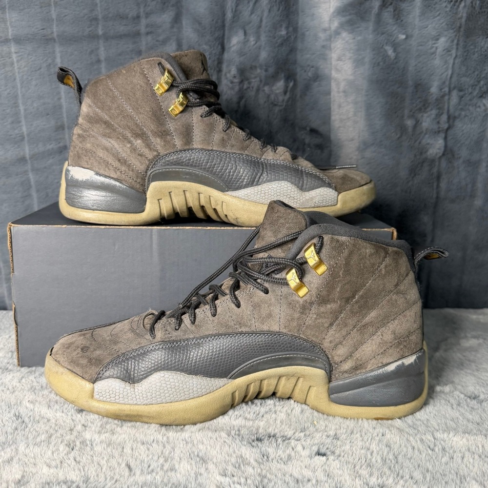 Jordan 12 Retro Dark Grey Wolf Grey Gold Mens Basketball Shoes 130690-005 Size 9 - Picture 2 of 11